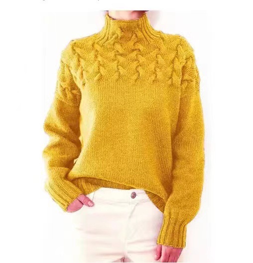 Sweater de cuello alto con detalle de trenzado de cable, de moda y manga larga