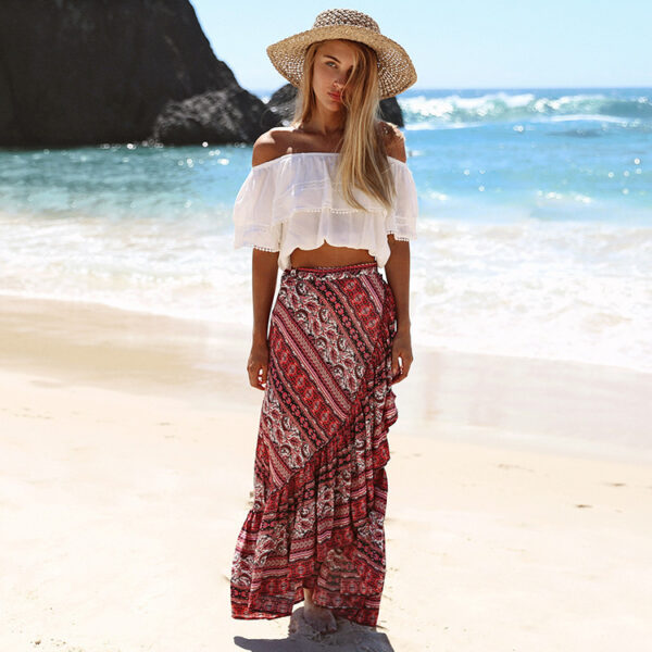 falda dividida estampada para la playa boho