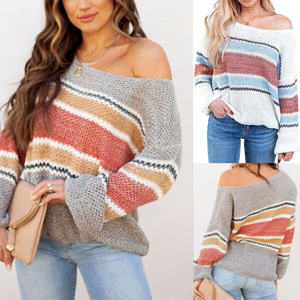 sweater Punto Holgado con Cuello Redondo y Bajo